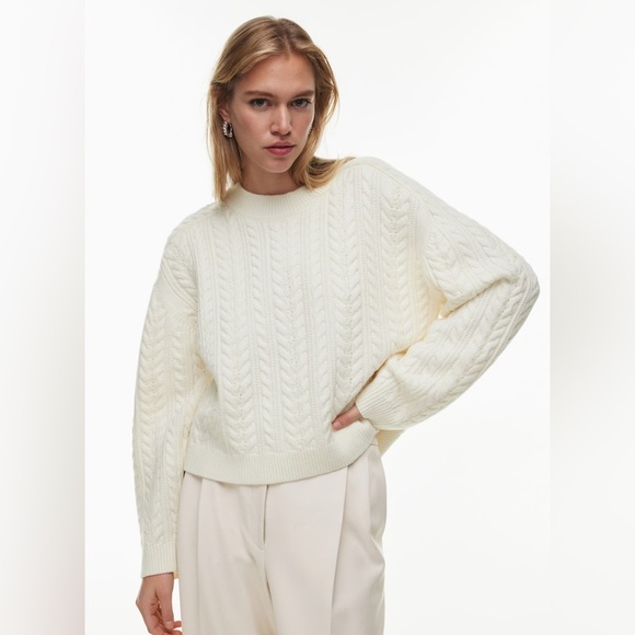 Aritzia The Group Shores Merino Wool Sweater in Vintage White - Picture 1 of 13